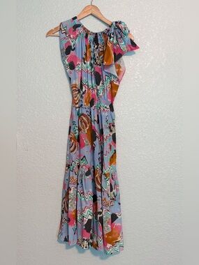 Soler Abstract Floral Midi Dress in Pink Multi